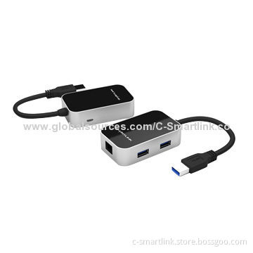 USB3.0 Hubs with Ethernet Speed of 5Gbps, 100/1,000Mbps, 3 Hub Ports, 2-in-1